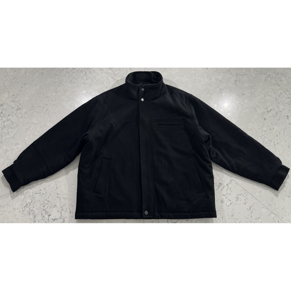 London Fog Wool Blend Car Coat Mens XXL 2XL Black Full Zip Winter Casual Jacket